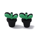 Leaf Pot Food Grade Eco-Friendly Silicone Beads, Medium Sea Green, 30x26x20mm, Hole: 2mm(SIL-WH0014-18E)
