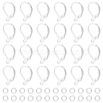 Brass Leverback Earring Findings, with Brass Jump Rings, 925 Sterling Silver Plated, 15.6x10x2mm, Hole: 1.4mm, Pin: 0.8mm(KK-UN0005-05)