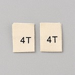 Cotton Sewing Size Label, Craft Labels, for Clothing Sewing, Rectangle with Number, 4, 35x12~13x0.3mm, 200pcs/bag(DIY-WH0578-36C)