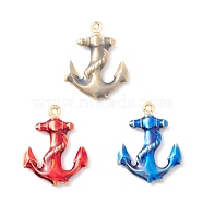 Rack Plating Brass Enamel  Pendants, Long-Lasting Plated, Real 18K Gold Plated, Cadmium Free & Nickel Free & Lead Free, Anchor, Mixed Color, 24x18.5x3.5mm, Hole: 1.2mm(KK-B053-10G)