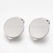 304 Stainless Steel Clip-on Earring Findings, with Round Flat Pad, Flat Round, Stainless Steel Color, Tray: 14mm, 18x14x6.5mm, Hole: 3mm(STAS-T045-33D-P)