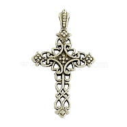 Tibetan Style Alloy Cross Gothic Pendants, Cadmium Free & Lead Free, Antique Silver, 38x21x4mm, Hole: 2.5x1.5mm(X-TIBEP-371-AS-LF)