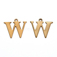 304 Stainless Steel Alphabet Charms, Antique Bronze, Letter.W, 12x14x0.7mm, Hole: 1mm(STAS-H122-W-AB)