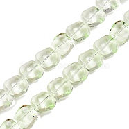 Electroplate Glass Beads Strands, Pearl Luster Plated, Square, Light Green, 10.5x10.5~11x6.5mm, Hole: 1mm, about 59~60pcs/strand, 25.12~25.59 inch(63.8~65cm)(EGLA-N012-07E)