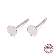 Rhodium Plated 925 Sterling Silver Earrings Findings, Platinum, 11x4mm, pin: 0.6mm(STER-P032-15-4mm)