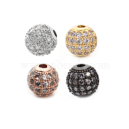CZ Brass Micro Pave Grade AAA Clear Color Cubic Zirconia Round Beads, Cadmium Free & Nickel Free & Lead Free, Mixed Color, 6mm, Hole: 1mm(KK-O065-6mm-05-NR)