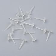 Eco-Friendly Plastic Stud Earring Findings, Flat Round, Clear, 11.5x4.5mm, Pin: 0.8mm, about 10000pcs/bag(KY-F009-08-B)