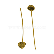 Brass Fancy Pins, with Alloy Findings, Cadmium Free & Lead Free, Antique Golden, 53x8mm, pin: 1mm(TIBE-A1370-AG-RS)