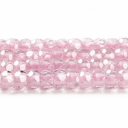 Cubic Zirconia Bead Strands, Faceted Rondelle, Pearl Pink, 3x2mm, Hole: 0.6mm, about 164~172pcs/strand, 14.57~14.88 inch(37~37.8cm)(ZIRC-G001-01E)