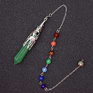 Natural Green Aventurine & Mixed Gemstone Bullet Pointed Dowsing Pendulums, Chakra Yoga Theme Jewelry for Home Display, 300mm(CHAK-PW0001-051H)