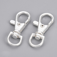 Alloy Swivel Lobster Claw Clasps, Swivel Snap Hooks, Silver Color Plated, 39.5x17x6.5mm, Hole: 6x9mm(PALLOY-Q360-01S)