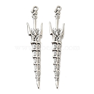 Tibetan Style Alloy Big Pendants, Cadmium Free & Lead Free, Halberd Charm, Antique Silver, 58x11x3mm, Hole: 1.5mm, about 194pcs/500g(FIND-G078-33H-AS)