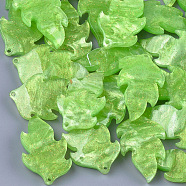 Cellulose Acetate(Resin) Pendants, Leaf, Lime Green, 25.5x15x4.5~5mm, Hole: 1.2mm(KY-S157-42E)