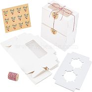 Nbeads Cake Packaing Sets, Including Kraft Paper Cake Box & Thank You Sealing Stickers & Cotton Cord, Rectangle, White, Box: 15.9x9x7.6cm(CON-NB0002-05)