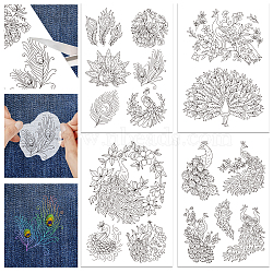 4 Sheets 11.6x8.2 Inch Stick and Stitch Embroidery Patterns, Non-woven Fabrics Water Soluble Embroidery Stabilizers, Peacock, 297x210mmm(DIY-WH0455-117)