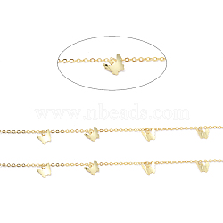 3.28 Feet Brass Curb Chains, with Butterfly Charms, Soldered, Long-Lasting Plated, Real 18K Gold Plated, 2.3x1.6x0.4mm, Butterfly: 7.5x8x0.5mm(X-CHC-E021-13A)