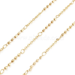 Brass Cube Beaded Link Chains, Unwelded, with Spool, Real 18K Gold Plated, 2x2x0.2mm, 18x2mm(CHC-M025-63G)