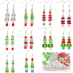 Christmas Theme DIY Glass Dangle Earring Making Kits, Christmas Tree, Mixed Color, 6x6x3mm, Hole: 1mm(DIY-SC0027-65)