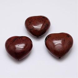 Natural Mahogany Obsidian Beads, Heart, 35~40x34~38x20~25mm, Hole: 2mm(G-G647-29)