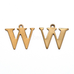 304 Stainless Steel Alphabet Charms, Antique Bronze, Letter.W, 12x14x0.7mm, Hole: 1mm(STAS-H122-W-AB)