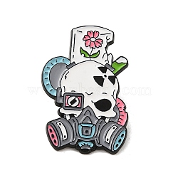 Enamel Pins, Zinc Alloy Brooches for Backpack Clothes, Skull, White, 35x22.5x1.5mm(JEWB-Q043-03A)