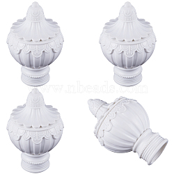 Plastic Curtain Rod Heads, Round Drapery Pole Finials, White, 105x64.6mm, Inner Diameter: 28mm(FIND-WH0021-34B)