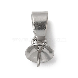 304 Stainless Steel Cup Pearl Peg Bails Pin Pendants, For Half Drilled Beads, Stainless Steel Color, 13mm, Pendant: 8x6mm, Hole: 5x3.5mm, Pin: 0.7mm(STAS-D013-03D-P)