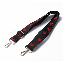 Polyester Bag Handles, with Iron Clasp, for Bag Straps Replacement Accessories, Heart, Black, 73x4.6x0.5cm(FIND-WH0097-02)