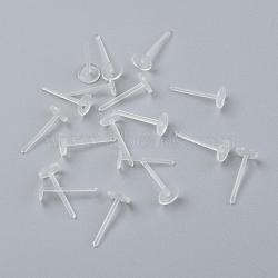 Eco-Friendly Plastic Stud Earring Findings, Flat Round, Clear, 11.5x4.5mm, Pin: 0.8mm, about 10000pcs/bag(KY-F009-08-B)
