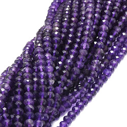 Natural Amethyst Beads Strands, Faceted, Rondelle, 5.5~6x4~4.5mm, Hole: 1mm, about 95pcs/strand, 15.59''(39.6cm)(G-E569-I04)