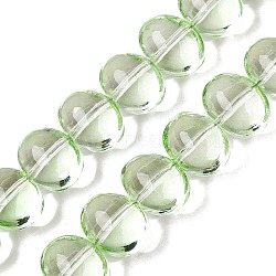 Transparent Electroplate Glass Beads Strands, Oval, Lime Green, 14.5x11x10~10.5mm, Hole: 1.2mm, about 54~55pcs/strand, 24.17~24.41 inch(61.4~62cm)(EGLA-N012-06C)