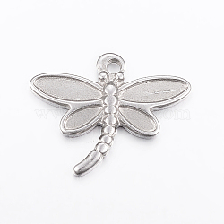 304 Stainless Steel Enamel Settings, Dragonfly, Stainless Steel Color, 19x23x2mm, Hole: 2mm(STAS-E421-032P)