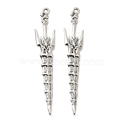 Tibetan Style Alloy Big Pendants, Cadmium Free & Lead Free, Halberd Charm, Antique Silver, 58x11x3mm, Hole: 1.5mm, about 194pcs/500g(FIND-G078-33H-AS)