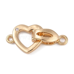 Heart Brass Fold Over Clasps, Golden, 10.5x13.5x1.5mm, Hole: 1.4mm(FIND-U017-19G)