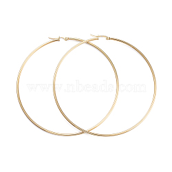 201 Stainless Steel Big Hoop Earrings, with 304 Stainless Steel Pins, Ring Shape, Real 18K Gold Plated, 83x2mm, 12 Gauge, Pin: 0.7~1.3x0.68mm(EJEW-I245-20A)