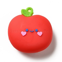 Fruit Theme PVC Pendants, Apple, Red, 42.5x41x19.5mm, Hole: 3mm(KY-E012-04A)
