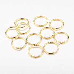 Iron Jump Rings, Open Jump Rings, Cadmium Free & Lead Free, Golden, 14x1.2mm, Inner Diameter: 11.6mm, about 2700pcs/1000g(JRG14mm)