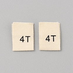 Cotton Sewing Size Label, Craft Labels, for Clothing Sewing, Rectangle with Number, 4, 35x12~13x0.3mm, 200pcs/bag(DIY-WH0578-36C)