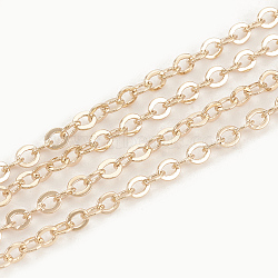 3.28 Feet Brass Cable Chains, Soldered, Flat Oval, Real 18K Gold Plated, 2.5x2x0.2mm(X-CHC-S003-13G)