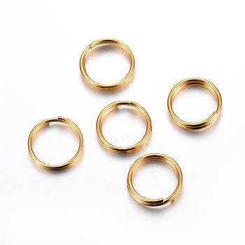 304 Stainless Steel Split Rings, Double Loops Jump Rings, Real 18K Gold Plated, 6x1.4mm, Inner Diameter: 5mm, Single Wire: 0.5mm
