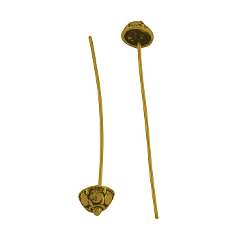 Brass Fancy Pins, with Alloy Findings, Cadmium Free & Lead Free, Antique Golden, 53x8mm, pin: 1mm