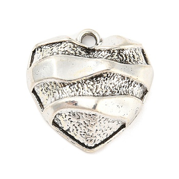 Tibetan Style Alloy Pendants, Antique Silver, Heart, 20x20x7.5mm, Hole: 2mm