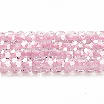 Cubic Zirconia Bead Strands, Faceted Rondelle, Pearl Pink, 3x2mm, Hole: 0.6mm, about 164~172pcs/strand, 14.57~14.88 inch(37~37.8cm)
