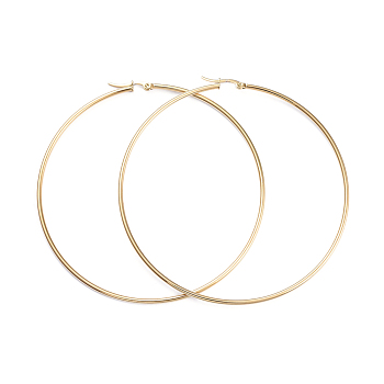 201 Stainless Steel Big Hoop Earrings, with 304 Stainless Steel Pins, Ring Shape, Golden, 83x2mm, 12 Gauge, Pin: 0.7~1.3x0.68mm