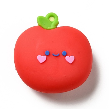 Fruit Theme PVC Pendants, Apple, Red, 42.5x41x19.5mm, Hole: 3mm