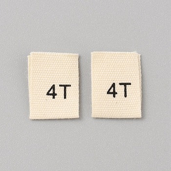 Cotton Sewing Size Label, Craft Labels, for Clothing Sewing, Rectangle with Number, 4, 35x12~13x0.3mm, 200pcs/bag