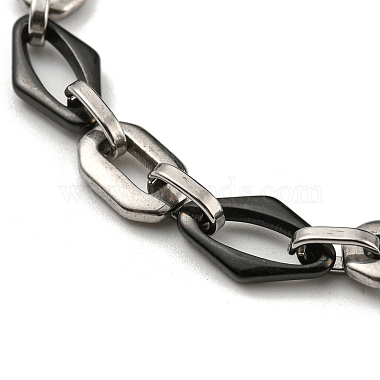 Non-Tarnish Two Tone 304 Stainless Steel Oval & Rhombus Link Chain Bracelet(BJEW-B078-46BP)-2