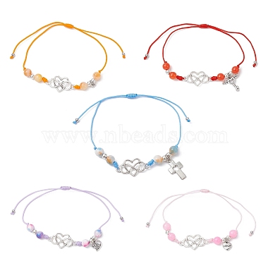 Mixed Color Heart Jade Bracelets