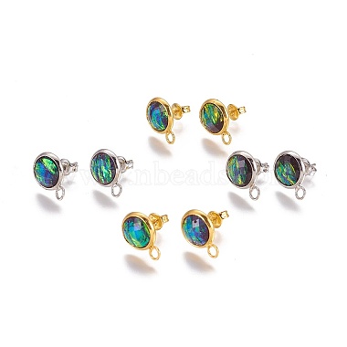 Mixed Color Colorful Brass Stud Earrings