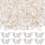 100Pcs Plating Transparent Acrylic Beads, Golden Metal Enlaced, Butterfly, Clear, 9.5x16.5x5mm, Hole: 1.5mm(TACR-YW0003-17)